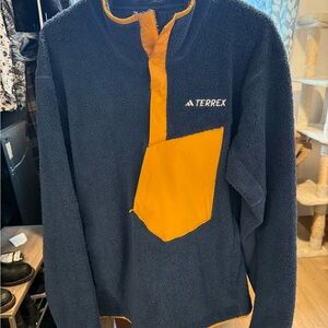 Adidas Terrex V-Neck Sweater - Navy and Orange